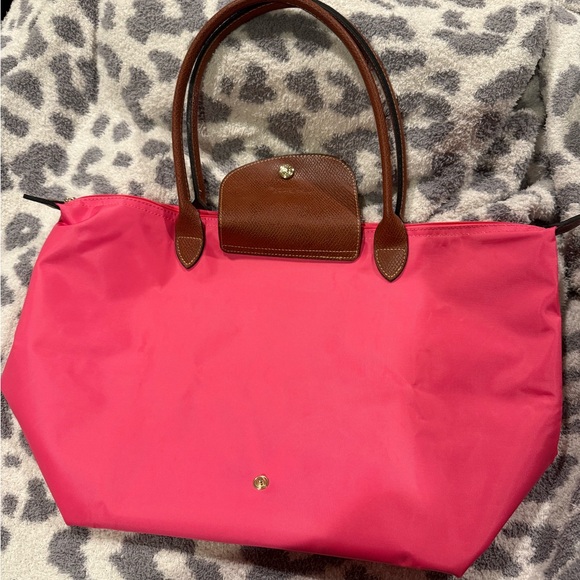 Longchamp Vibrant Pink and Rich Brown Shoulder Bag - Picture 8 of 8